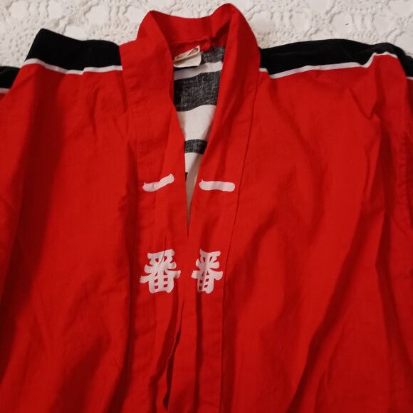 Yukuta men Short Kimono Robe 100% Cotton Red White Black Made in Japan Medium L - Picture 4 of 7